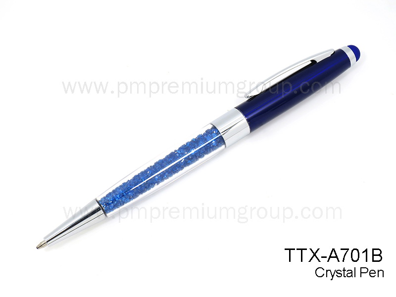 ปากกาโลหะคริสตัลสีน้ำเงิน